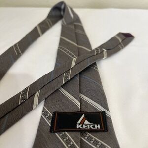 Ketch Gold Blue Tan Print Geometric‎  3"Wide Silk Tie